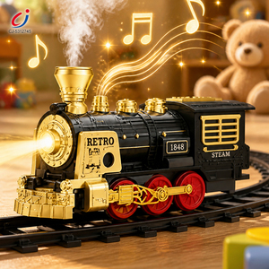 <span class=keywords><strong>Train</strong></span> électrique rétro classique à vapeur <span class=keywords><strong>pour</strong></span> enfants Chengji, jouet éducatif avec rails en plastique, fonctionnant sur piles, avec lumières, sons et pulvérisation - Product Image 3