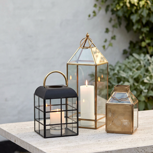 Venta al por Mayor de Mini Faroles Marroquíes de Latón Dorado, Estilo Clásico, Duraderos, con Recortes Florales Láser, Portavelas para Velas de Té, Decoración para el Hogar - Product Image 2