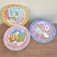 Solhui Ins corée mignon enfants amusant assiette à dessert en céramique chat créatif dessin animé petit déjeuner assiette plate