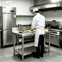 RVS werktafel van exportkwaliteit, 304 cateringkwaliteit, extra sterk, open frame, versterkte poten, voor café en keuken