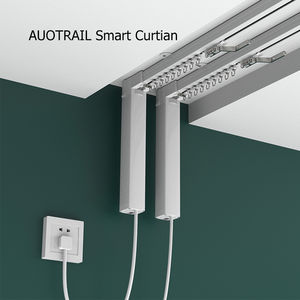 Moteur de <span class=keywords><strong>rideau</strong></span> intelligent en gros, rails doubles motorisés pour hôtel, maison, bureau - Product Image 1