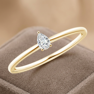 Anillo de Compromiso Solitario de Diamante Cultivado en Laboratorio con Corte Pera Vintage de Lujo, Certificado IGI, Oro de 10K, 14K, 18K, Plata 925, 935 - Product Image 1