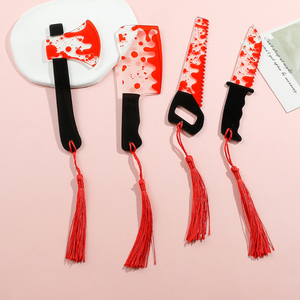 Marcapáginas <span class=keywords><strong>de</strong></span> acrílico transparente con cuchillo <span class=keywords><strong>de</strong></span> terror con borla, Serie Temática <span class=keywords><strong>de</strong></span> Halloween, sierra picadora con sangre, Halloween para ratones <span class=keywords><strong>de</strong></span> <span class=keywords><strong>biblioteca</strong></span> - Product Image 1