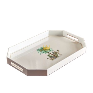 Plateau de service octogonal laqué personnalisé avec poignées, pour cuisine, table basse, extérieur, plateau décoratif pour salon - Product Image 1