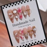 Faux Ongles Gothiques Faits Main en Acrylique, Couverture Complète, à Coller, 10 Pièces, Longs, Forme Stiletto avec Embouts