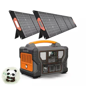 Generator tenaga surya portabel, stasiun daya rumah tangga luar ruangan, adaptor 110v ac dc 220v 1000w