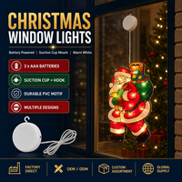 Lumière de fenêtre de Noël à piles avec ventouse et motif Père Noël en PVC