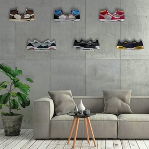 6 Pack Acrylic Collectible Floating Wall Mounted <b>Shoe</b> Rack Clear Sneaker <b>Display</b> <b>Levitating</b> JIC Brand America Origin - Product Image 4