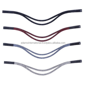 High Quality Custom Logo Brow Band for Equestrian Fancy <b>Stitching</b> Bling <b>Crystal</b> Decor for Horse Leather Riding Accessory - Product Image 2