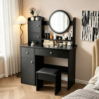 Table de toilette de luxe blanche avec miroir, meuble de chambre à coucher