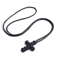 Collier Croix Noeuds Chotki Komboskini Orthodoxe Religieux Unisexe Fait Main Personnalisé en Corde Noire et Bleue pour Prière Chrétienne