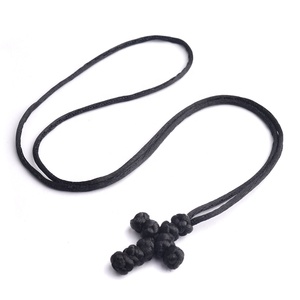 手作りユニセックスカスタム宗教正教会祈祷用チョトキ・コンボスキニ結び目ペンダント黒青ロープ結び目クロスネックレス - Product Image 4