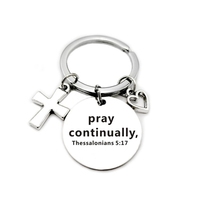 Llavero con colgante de acero inoxidable para llaves, cadena con colgante de cruz, con forma de corazón, con inscripción de la Biblia
