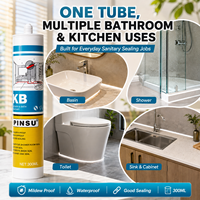 PINSU-KB Scellant d'étanchéité imperméable pour les bords des éviers, des cuvettes et des douches, adhésif silicone résistant à la moisissure, 300 ml