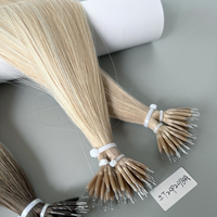 Precio al por mayor Nano Ring Tip Extensiones de cabello humano Nano Bead Tip Soft Balayage Rubio Mezcla Color 14 a 22 pulgadas