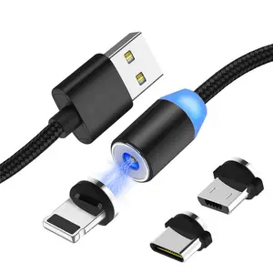 Cable USB de carga magnética de 1M, Cable magnético para cargador de iPhone, micro tipo c