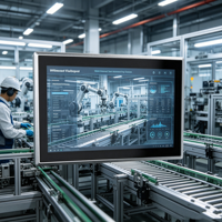 Monitor Layar Sentuh Industri Tahan Air yang Terpasang di Kabinet, 10,4 Inci, 10 Titik Multi-Sentuh, Panel Sentuh Kapasitif, Tersedia