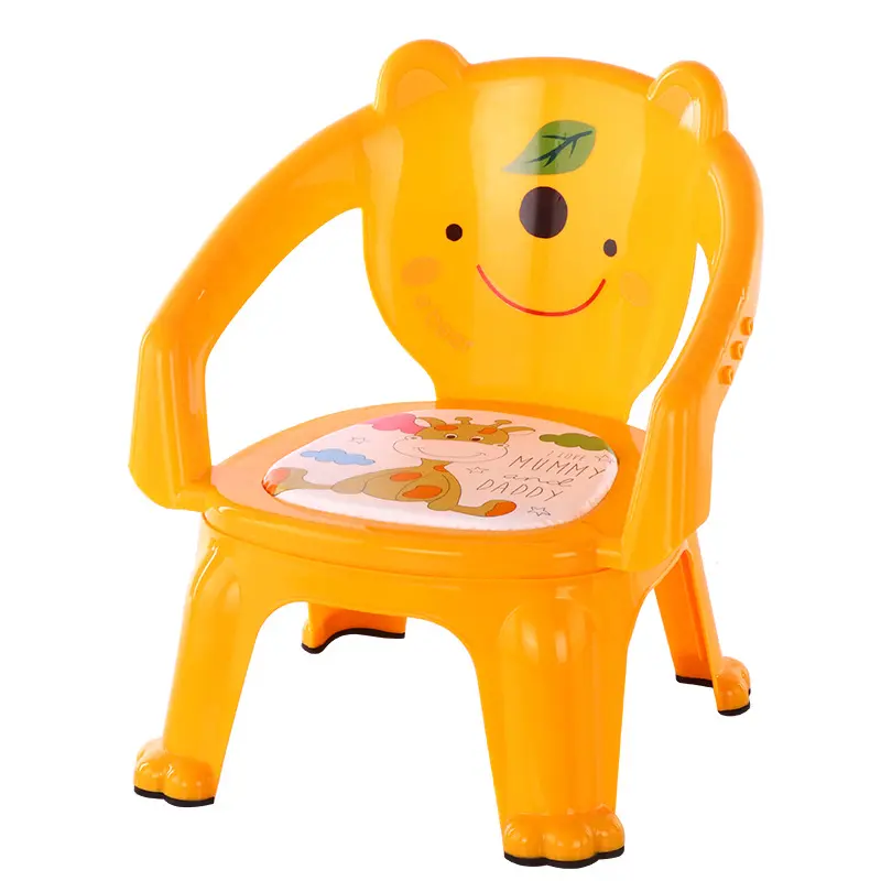 Cadeira de jantar de plástico para bebês, cadeira de acampamento de alta qualidade e preço ultra-baixo, estilo desenho animado, multicolorida opcional