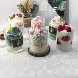E197 Vente en gros DIY Bougie alimentaire faite à la main Bougie parfumée à l'arôme de crème glacée Bougies à dessert pour la décoration de la maison d'anniversaire de mariage - Product Image 5