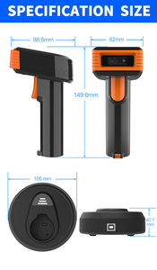 Lecteur de codes-barres 2D sans fil avec station de charge, Bluetooth longue portée, lecteur de codes QR portable 2.4G pour entrepôt, supermarché, point de vente - Product Image 5