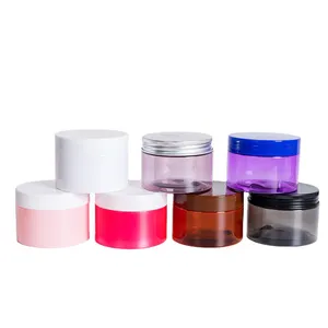 Pot en plastique cosmétique PET vide de 50ml 80ml 100ml 120ml 150ml 200ml 250ml 500ml en plastique PET avec couvercle personnalisé de différents volumes de couleur vente en gros