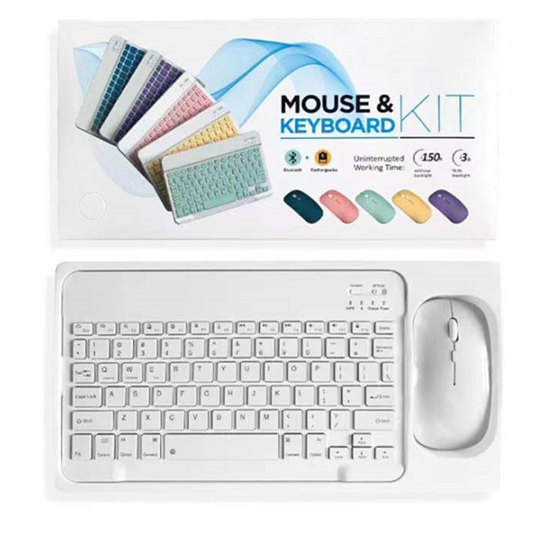 Clavier BT blanc 10 pouces + souris monomode + boîte d'emballage