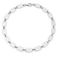 Collar de Eslabones Ovalados Martillados Personalizados, Cadena de Metal en Tono Plateado, Joyería para Mayoristas