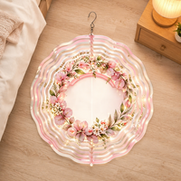 Lonceng Angin Besi Bentuk Hati Cetak UV Motif Kepingan Salju Pelangi Warna-warni 5 Tabung Dekorasi Taman Rumah Cerah Ornamen Kamar Anak