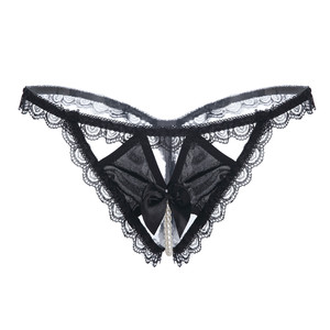 Vente en gros usine : Lingerie sexy pour femmes avec perles, broderies, string à entrejambe ouvert, taille basse, nœud, G-string, culotte perlée pour adultes - Product Image 6