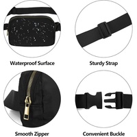 Sac banane en nylon imperméable avec fermeture éclair pour femme, sac de ceinture polyvalent, sac bandoulière avec sangle réglable