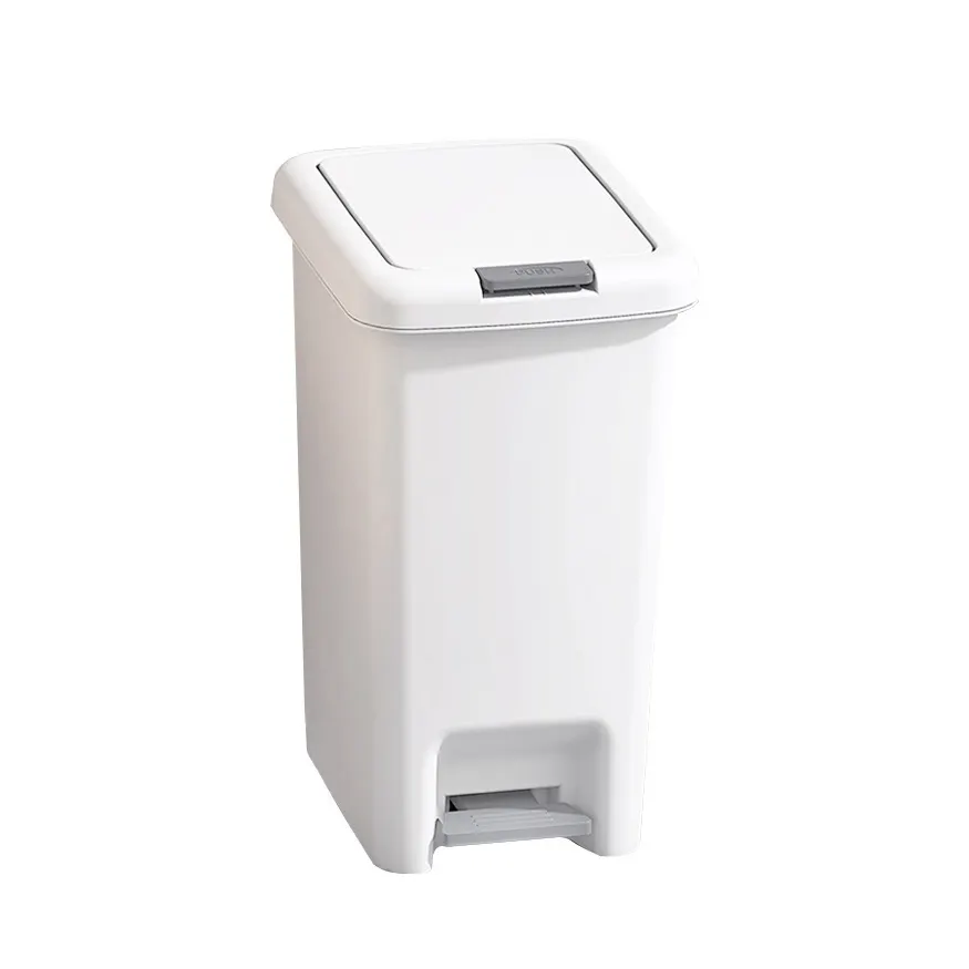 Waste Paper Indoor Trash Can 8 10 15 20L White Modern Rectangle Dust Bin with Press Lid Kitchen Bathroom Garbage Bins