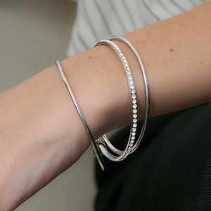 G4763 Bracelets en acier inoxydable en gros, zircon blanc, multicouches, empilables, bracelets simples pour femmes, bijoux - Product Image 3