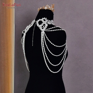 YouLaPan VG09A Boléro de mode avec chaîne à pampilles de perles, décoration faite main, collier de perles blanches, châle de <span class=keywords><strong>mariage</strong></span> pour femme - Product Image 3