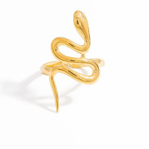 Snake Shape <b>Adjustable</b> <b>Ring</b> 18k Gold Plated Titanium Steel Unisex Fashion Jewelry Gift - Product Image 5