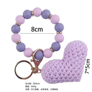WOWEI Новый мультяшный силиконовый браслет для браслета вязаный крючком сердце брелок креативный Сделай Сам 3D вышивка брелок для ключей на запястье - Product Image 4