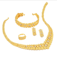 Juego de Joyas de Oro Chapado con Diamantes para Mujer, Collar, Aretes, Anillo y Pulsera, Juego de Cuatro Piezas