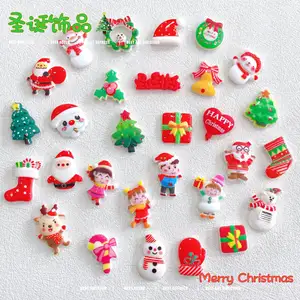 10pcs/bag Kawaii Christmas Nail Art Charms 3D Flatback Rhinestones Christmas Tree Snowman Snowflake Bell Santa Nail Decorations
