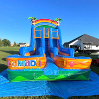 Toboggan aquatique géant commercial gonflable pour fêtes, toboggan aquatique gonflable double voie et double piscine pour adultes
