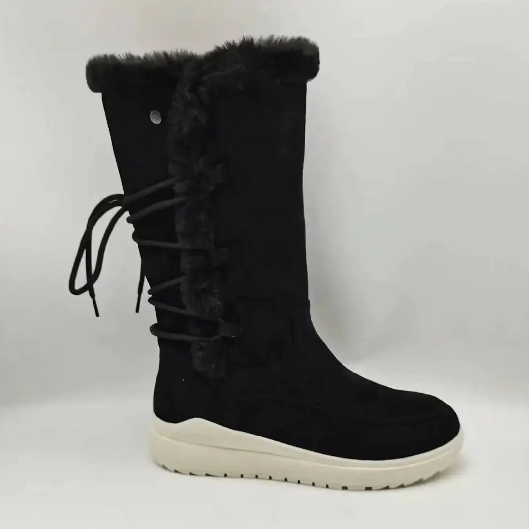 Botas de nieve de invierno botas largas para mujer con tacones zapatos de piel para mujer
