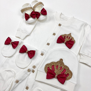 Ensemble cadeau quatre pièces pour nouveau-né d'un mois, garçons et filles, body, barboteuse, combinaison, style européen américain - Product Image 4