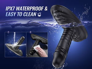 Remote <strong>Butt</strong> <strong>Plug</strong> Telescopic Thrusting Anal Vibrator with Prostate Massager Body-Safe Silicone IPX7 Waterproof for Men - Product Image 5