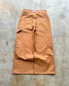 Fabricante personalizado diseñador algodón pato Lona de gran tamaño doble rodilla carpintero bota corte pierna ancha pantalones vaqueros holgados para hombres - Product Image 2