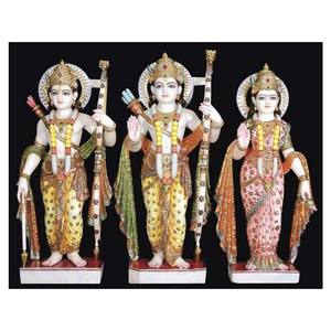 Hermosa estatua de mármol Ram Parivar pintada Idol - Product Image 1