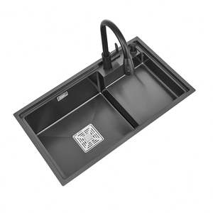 Évier de cuisine sur mesure haut de gamme à prix de gros, multifonctionnel, en acier inoxydable, à cuve simple/double, épaissi, fait main - Product Image 3