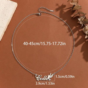 Duoying Prata Pássaro Anjo Asas Cão Orelha Colar Personalizado Natal Presente Nome Colar - Product Image 4