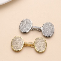 Fermoir double ellipse plaqué or 18 carats en laiton serti de zircone cubique pour la fabrication de bracelets et de colliers multicouches