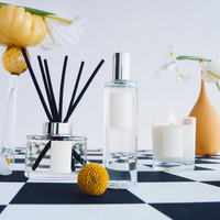 Diffuseur d'ambiance en rotin d'intérieur, motif carillon bleu, parfum Poire Anglaise et Fleur d'Oranger, pour cadeaux et mariages