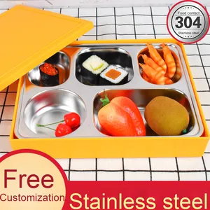Fiambrera de acero inoxidable 304 con 5 compartimentos, tapas, caja de comida de negocios japonesa, restaurante con múltiples compartimentos, almuerzo con compartimento profundo - Product Image 3