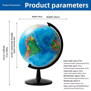 Globo Terráqueo Político de Alta Definición de 13 Pulgadas, Multilingüe, para Enseñanza de Geografía en el Aula, Adorno Decorativo, Globo Terráqueo en Inglés - Product Image 2