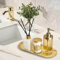 Plateau de service décoratif multifonctionnel doré moderne pour salle de bain, commode, bijoux, parfums, bibelots et clés